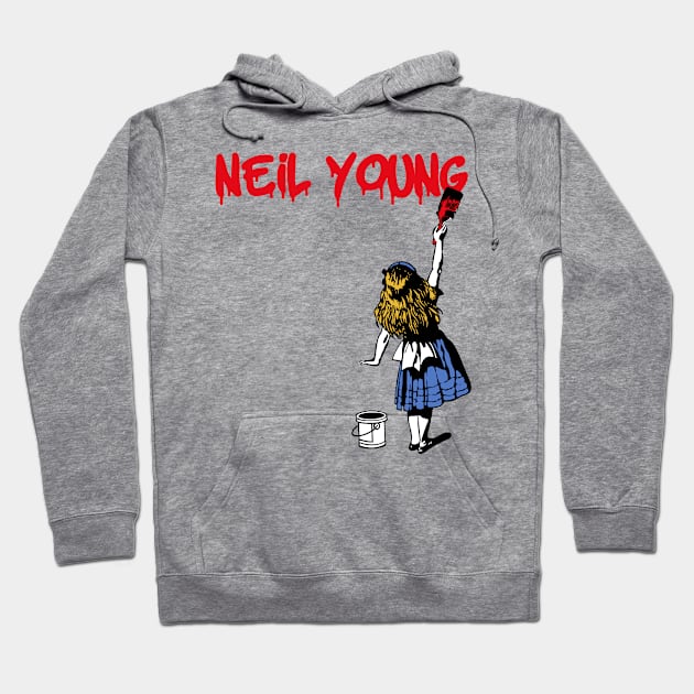 neil young red paint Hoodie by j and r